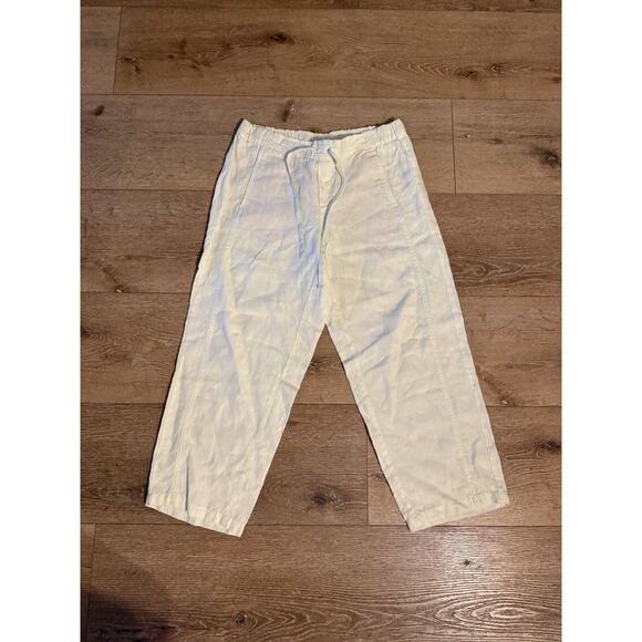 J. Jill Womens Green Wide Leg Linen Pants w/ Drawstring Size Small Cropped - Picture 1 of 3